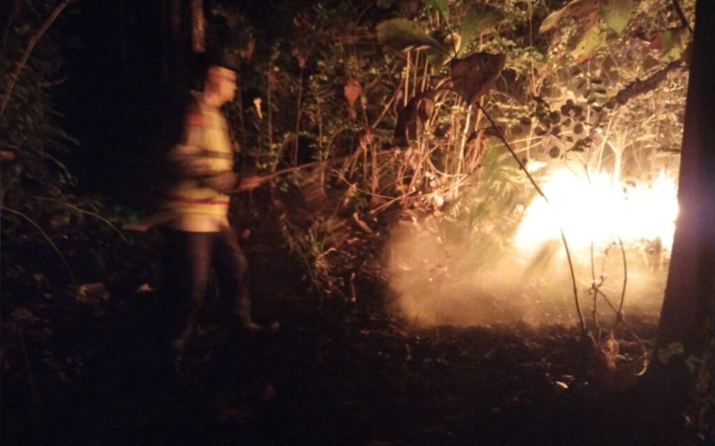 Kebakaran lahan di wilayah Timur Monumen Suryo Dusun Blumbang, Desa Bangunrejo Kidul, Kecamatan Kedunggalar Kabupaten Ngawi berhasil dipadamkan